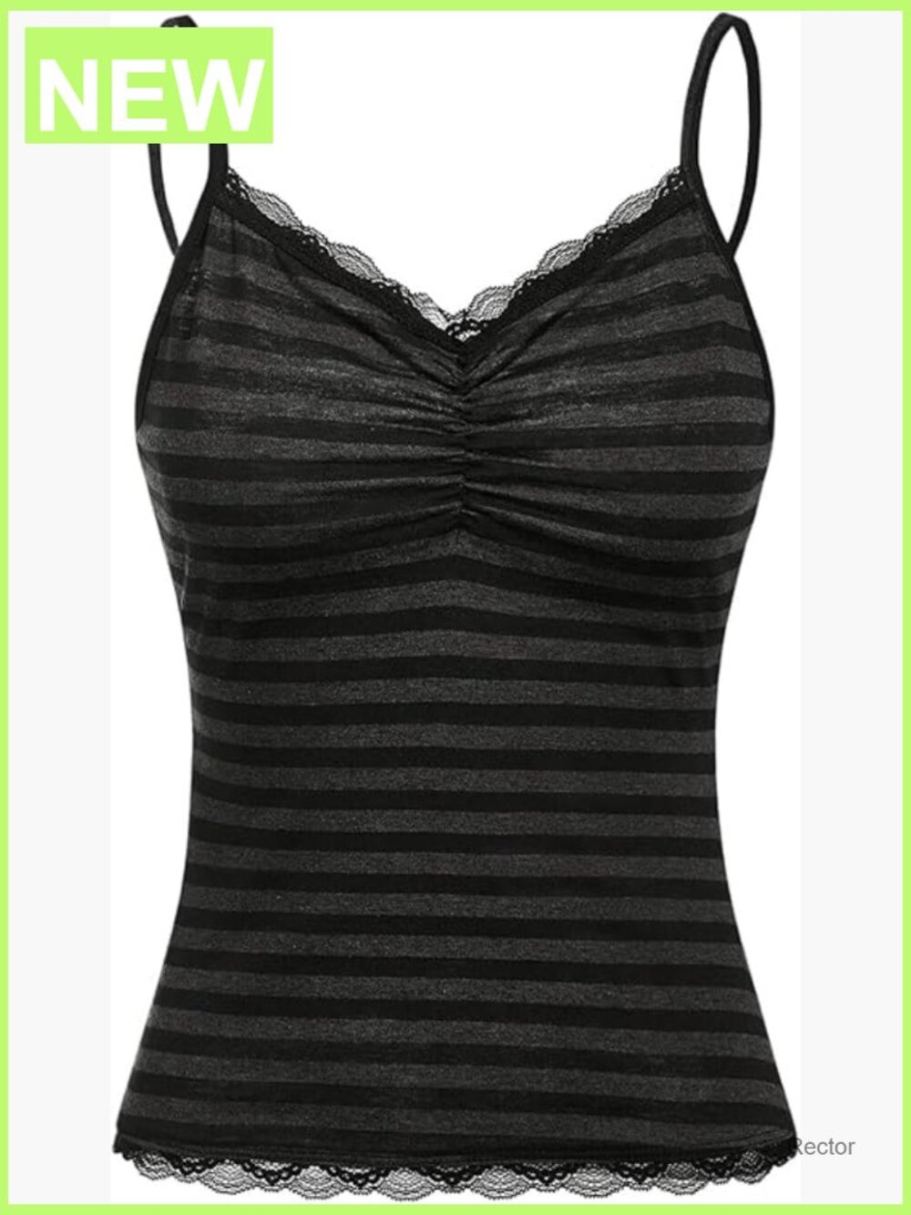 Striped Lace Trim Tank Top Y2K Slim Fit Cami Summer V Neck